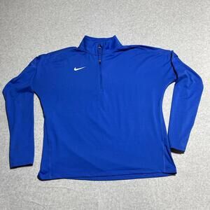 Nike Running Dri Fit 1/4 Zip Women's Large Long Sleeve Pullover Top Blue